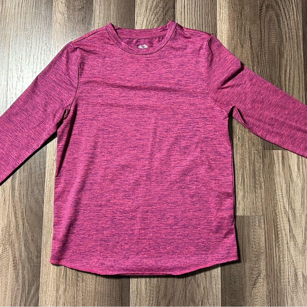Fruit of the Loom Kids Heathered Magenta Long Sleeve Tee